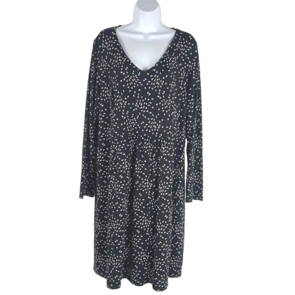 J. Jill Wearever Collection Dress‎ Large Printed Long Sleeve V-Neck DR-1283